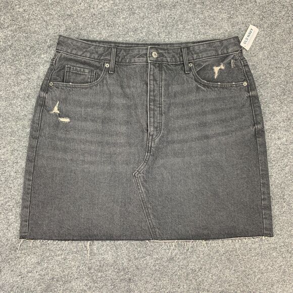 Old Navy Button Fly Jean Skirt Womens 16 Higher High Rise Secret Smooth Pockets - Picture 2 of 13